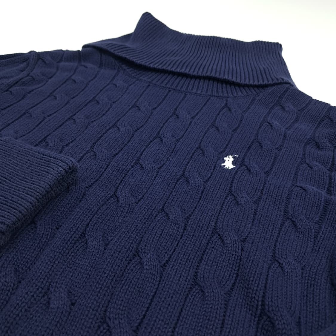 CN704W S 폴로 랄프로렌 다크네이비 터틀넥 케이블 니트 스웨터 상품이미지5