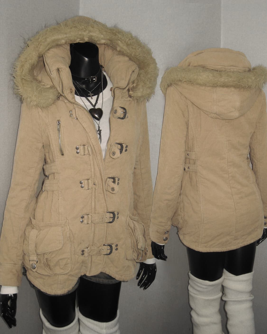 BACKS 코듀로이 하이넥 버클 코트 자켓 y2k 모리걸 상품이미지1