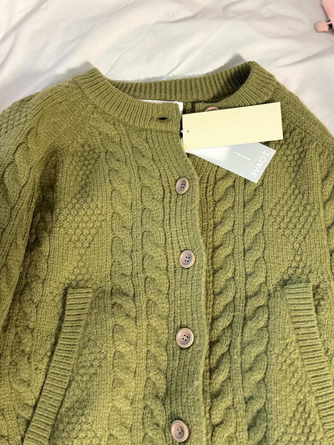 토아베 toave 꽈배기 가디건 올리브 상품이미지5