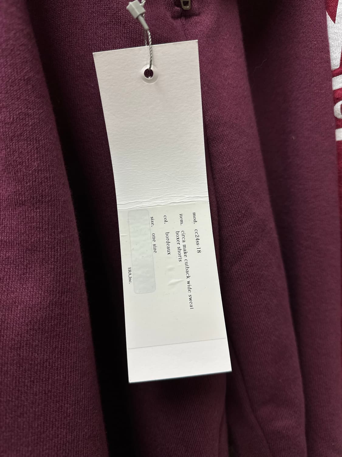 (OS)77circa 컷백 와이드 스웻 복서쇼츠 버건디 상품이미지4