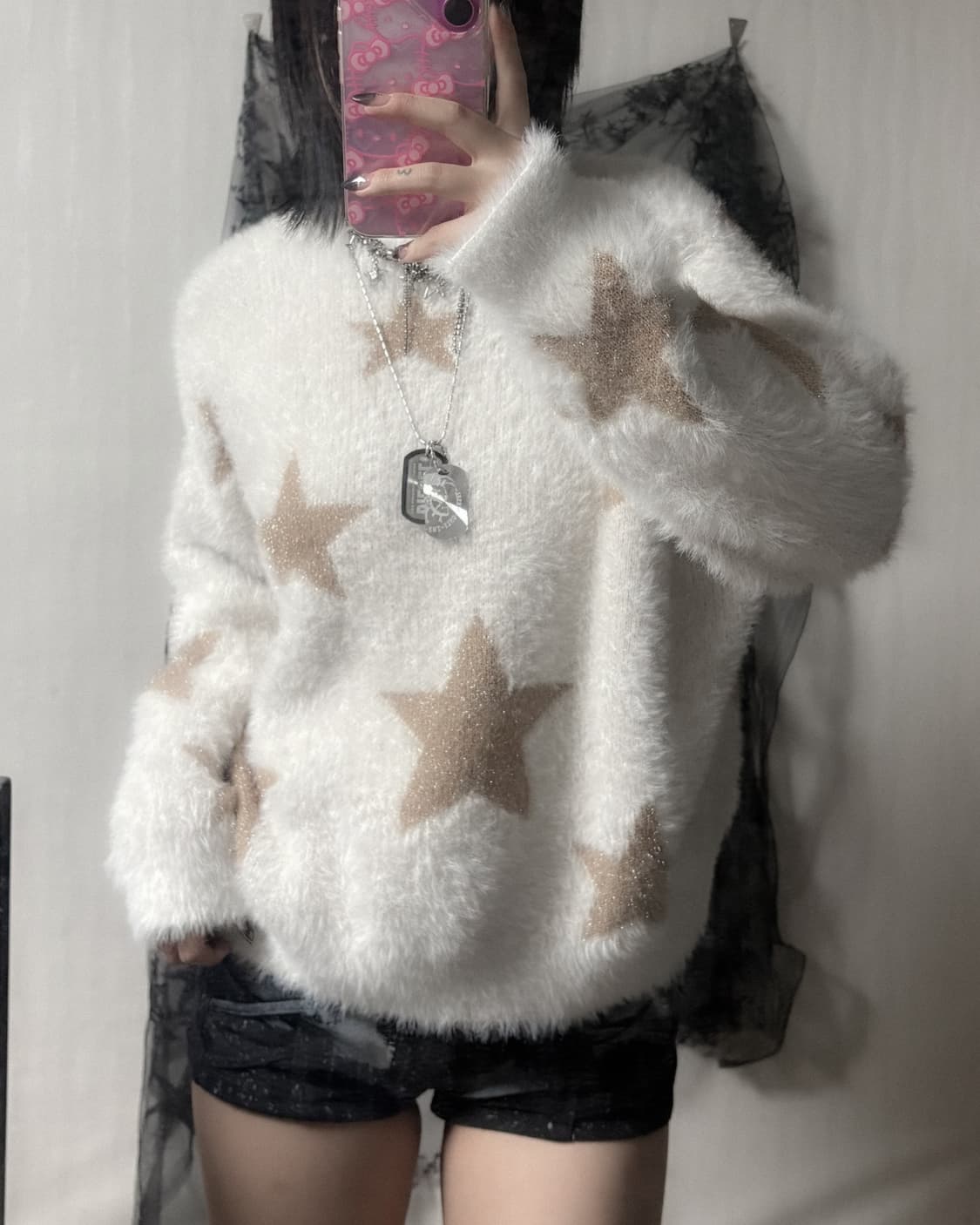 y2k 글리터 스타 퍼 니트 상품이미지1