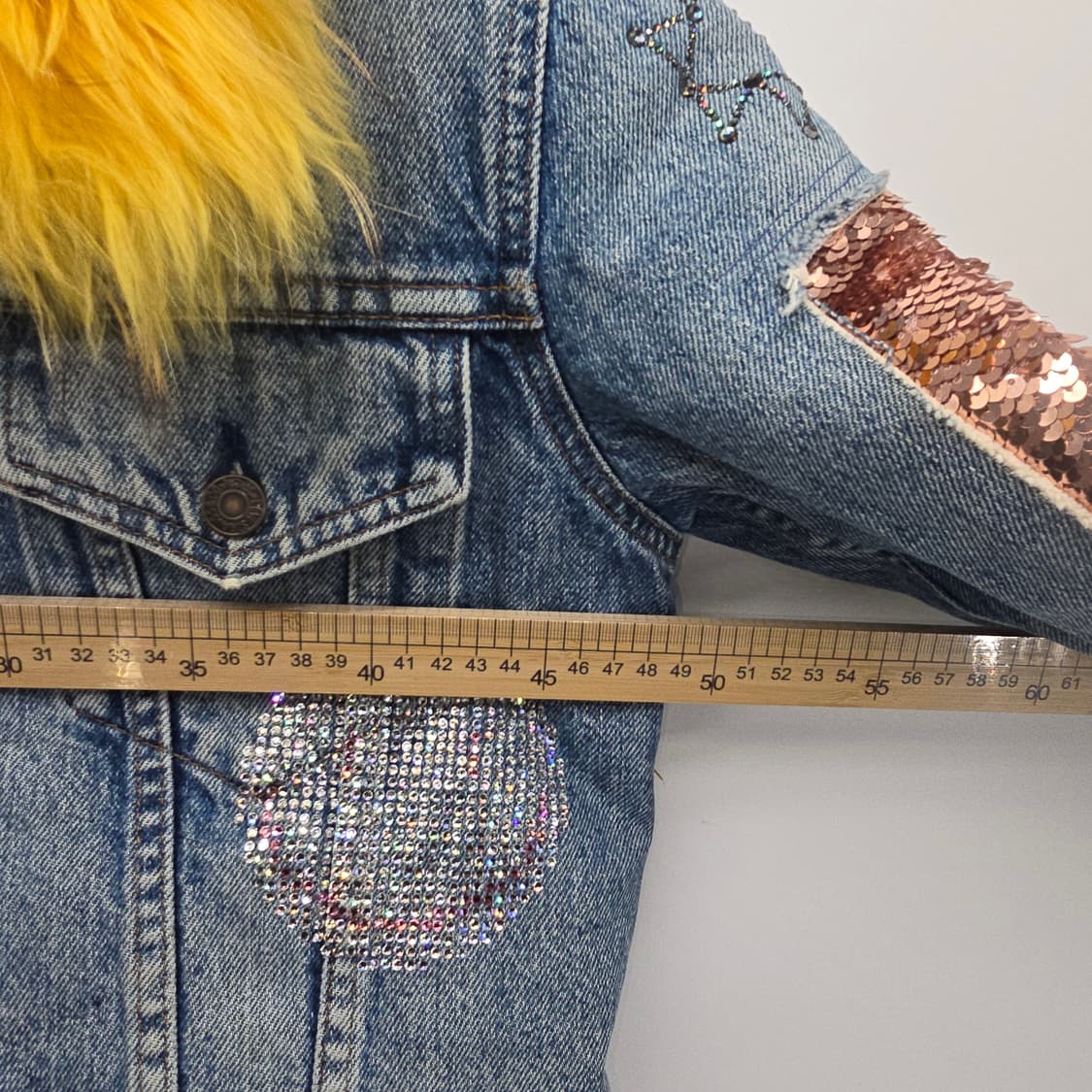 Y2K luxury mood 빈티지 스타일 데님 퍼 자켓 상품이미지8