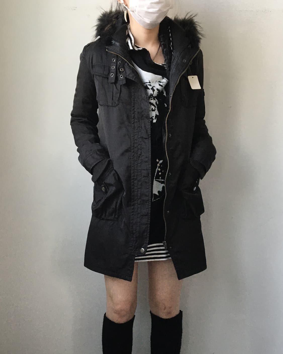 Fur hood belted filed jacket 상품이미지5