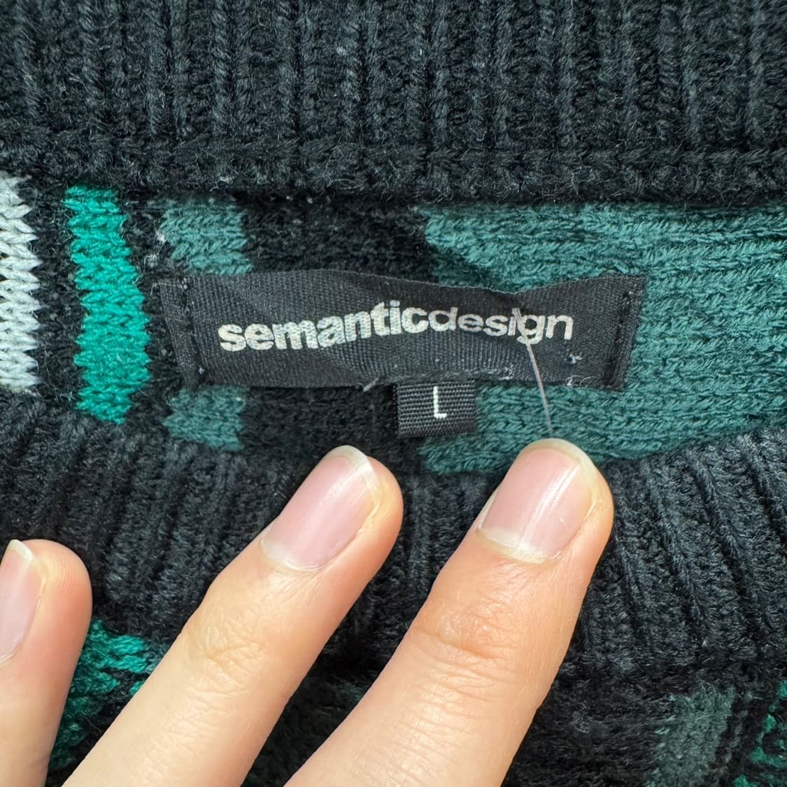 JPN VTG 웨이브 패턴 롱 니트 스웨터 케이블 디테일 카키 상품이미지5