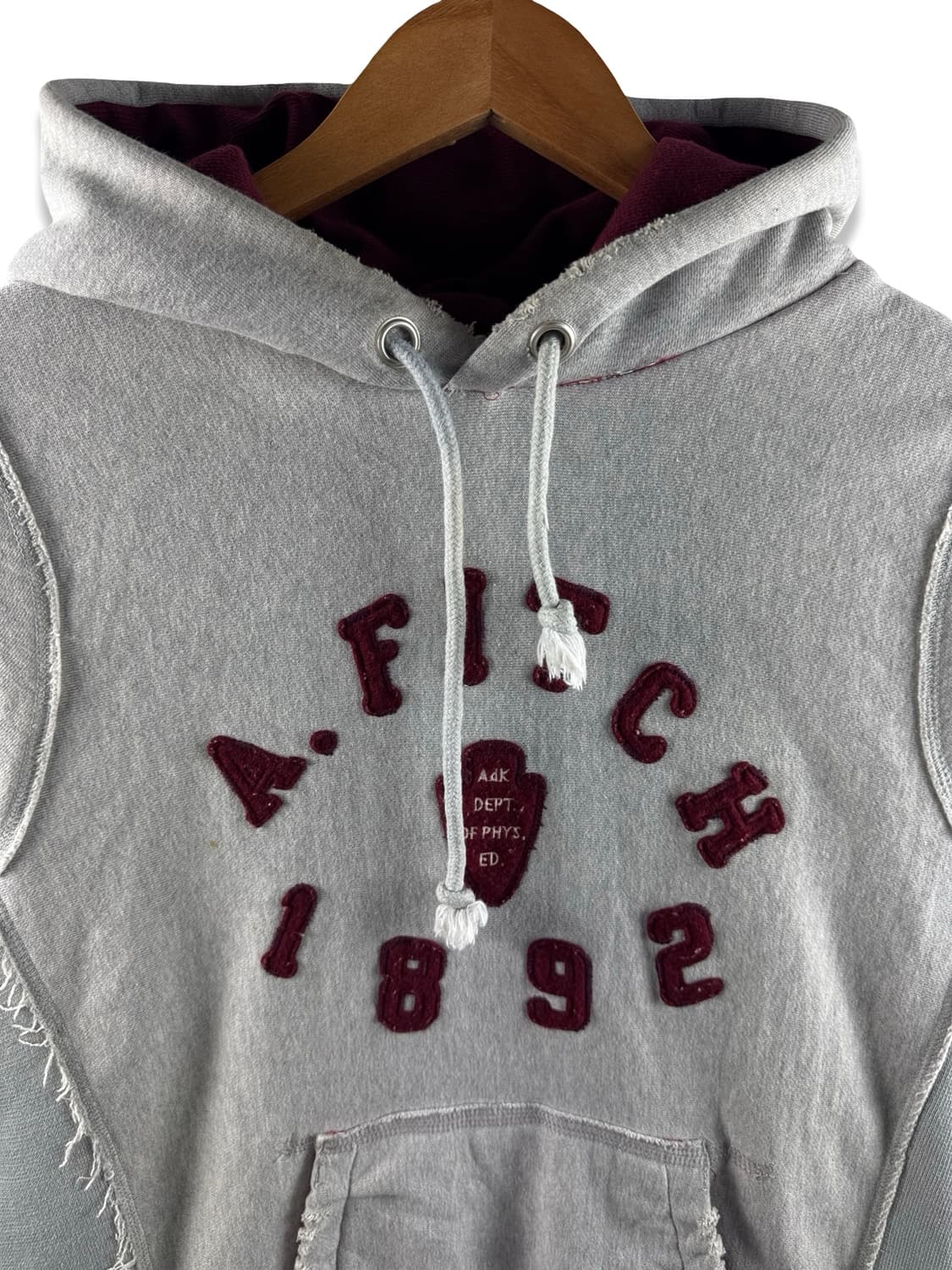 아베크롬비 그레이 버건디 데미지 후디2916 상품이미지3