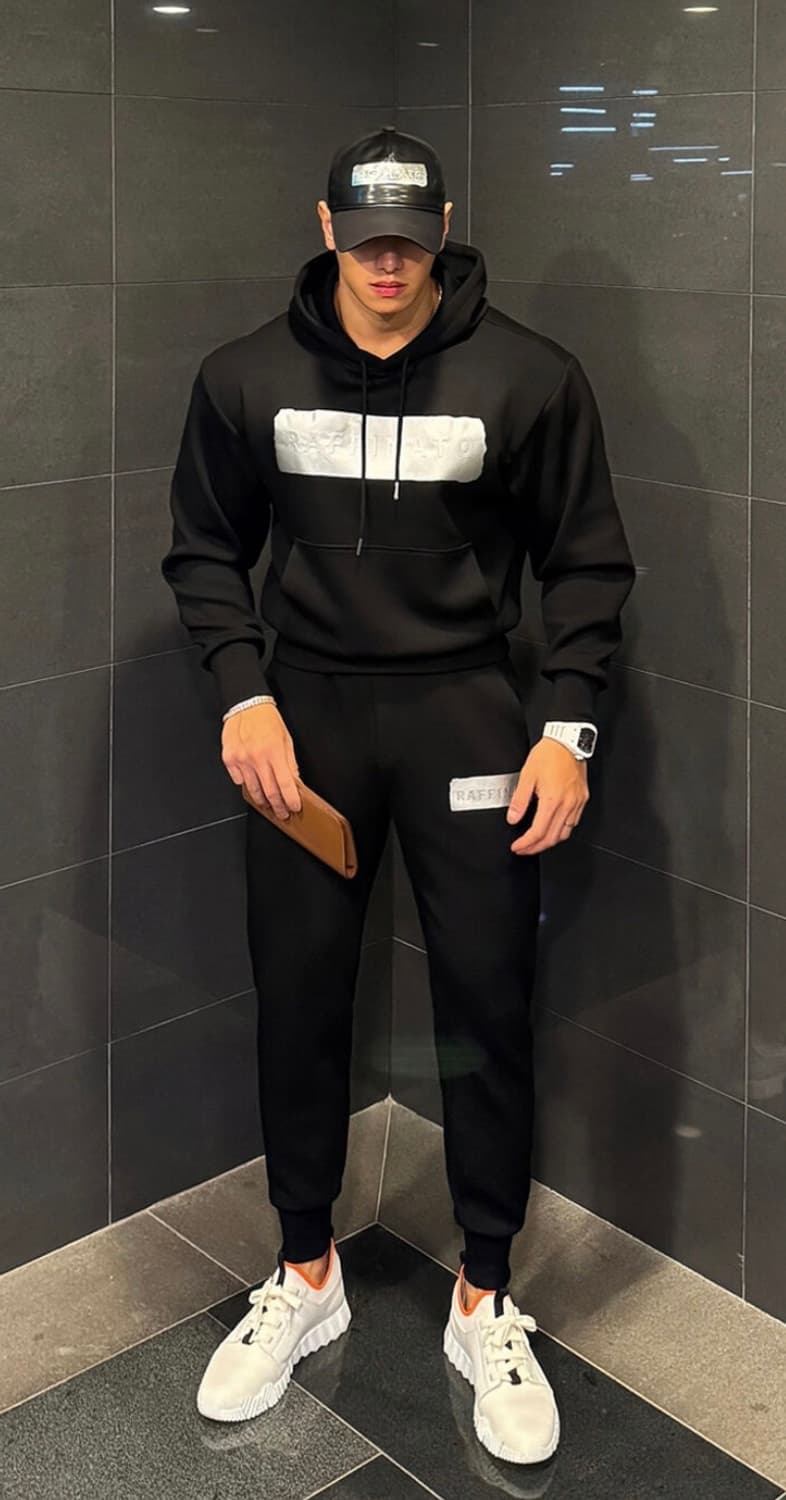 라피나토 메탈릭 후드조거 트레이닝 셋업48사이즈 모자포함 상품이미지1