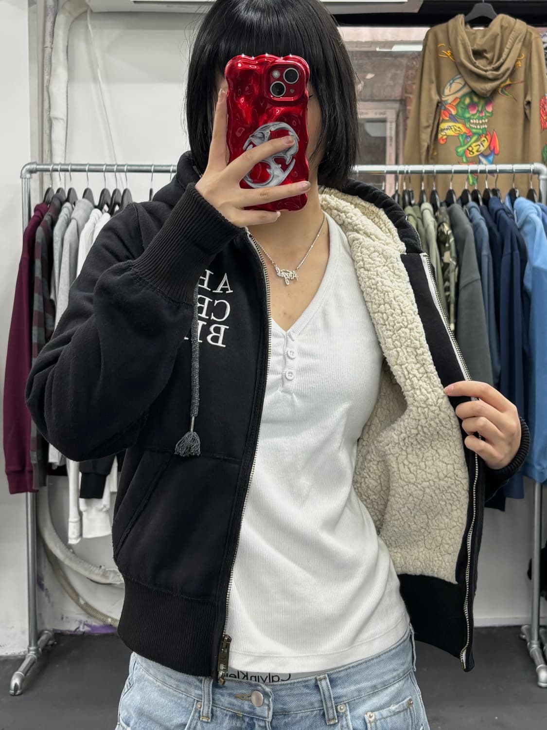 아베크롬비 Y2K 블랙 후드집업 상품이미지1