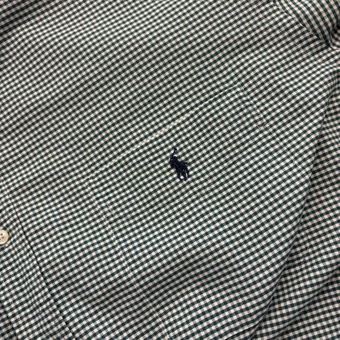 [L] 폴로 랄프로렌 빅셔츠 깅엄체크 긴팔 셔츠 그린 D608 상품이미지4