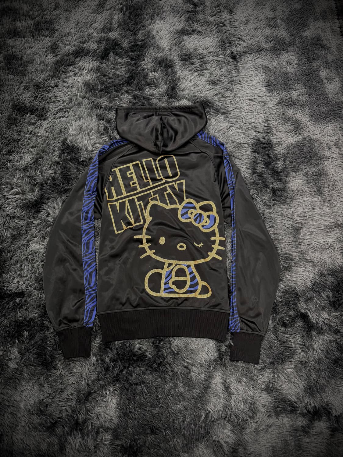Hello Kitty 골드 글리터 헬로키티 프린팅 블루호피 후드져지 상품이미지2