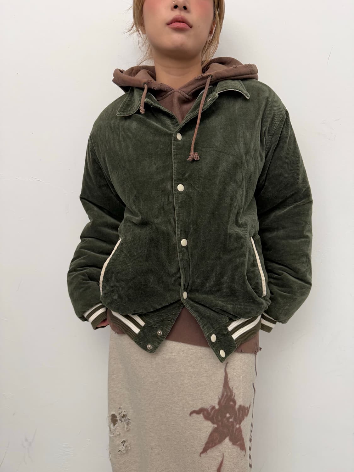 카키 코듀로이 바시티 자켓 상품이미지2