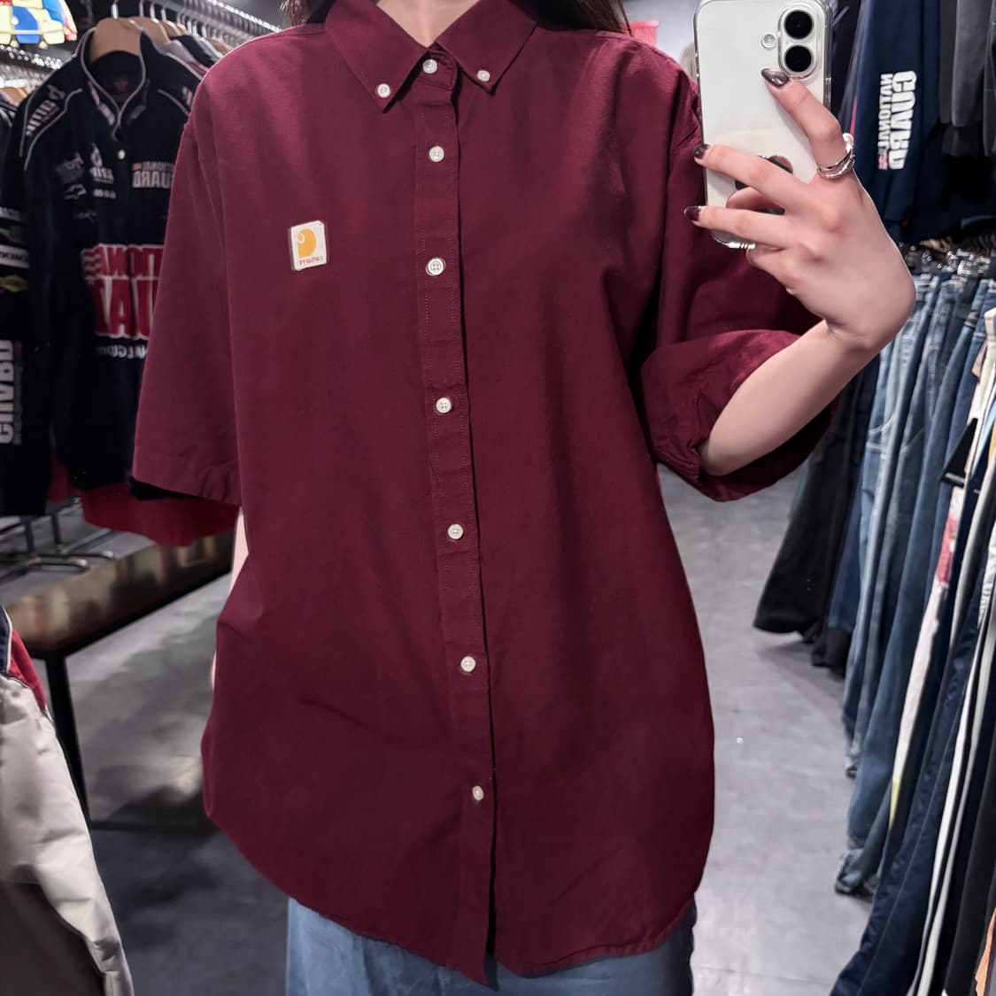  [IM] Carhartt 칼하트 반팔 셔츠 버건디 상품이미지5