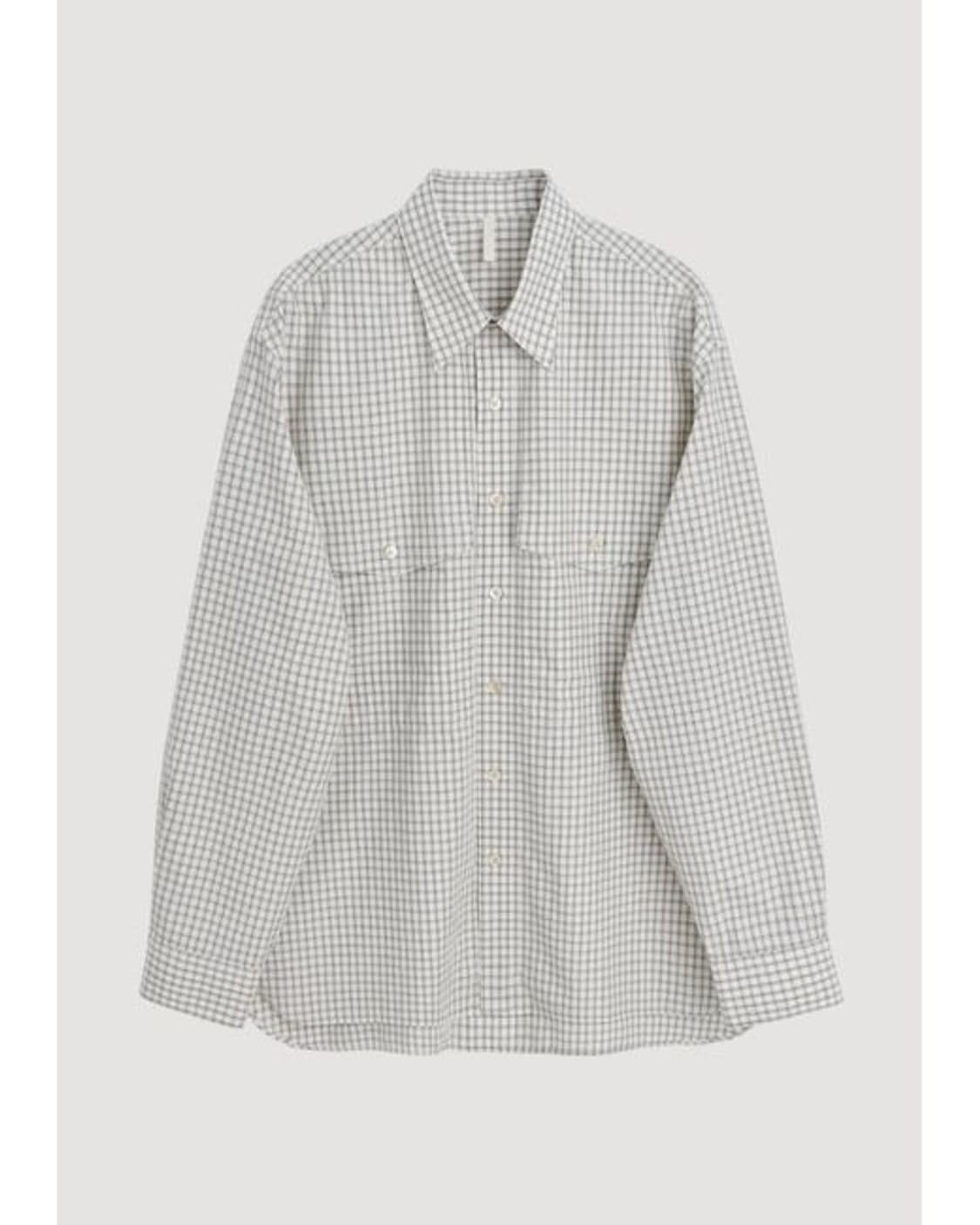 선플라워 체크 노트 셔츠 오프 화이트 상품이미지1