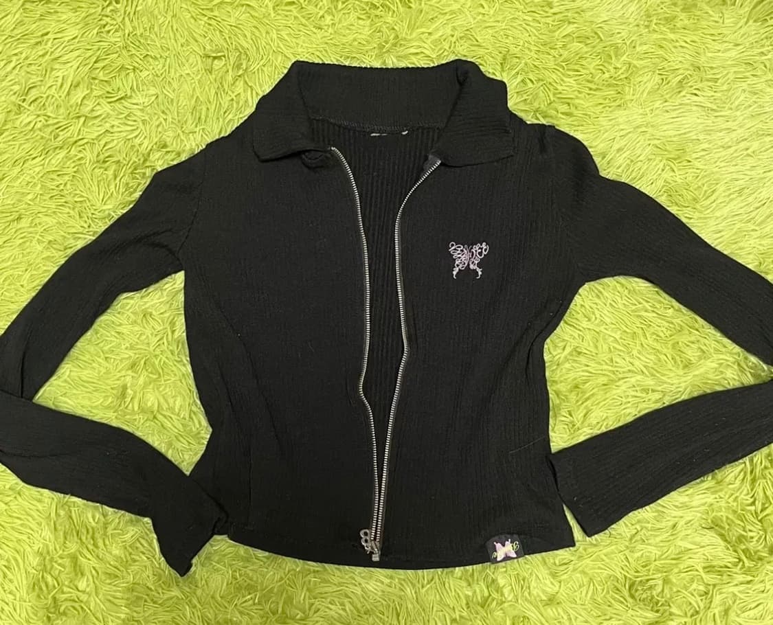 배디 슬림핏 크롭 나비 집업 가디건 상품이미지1