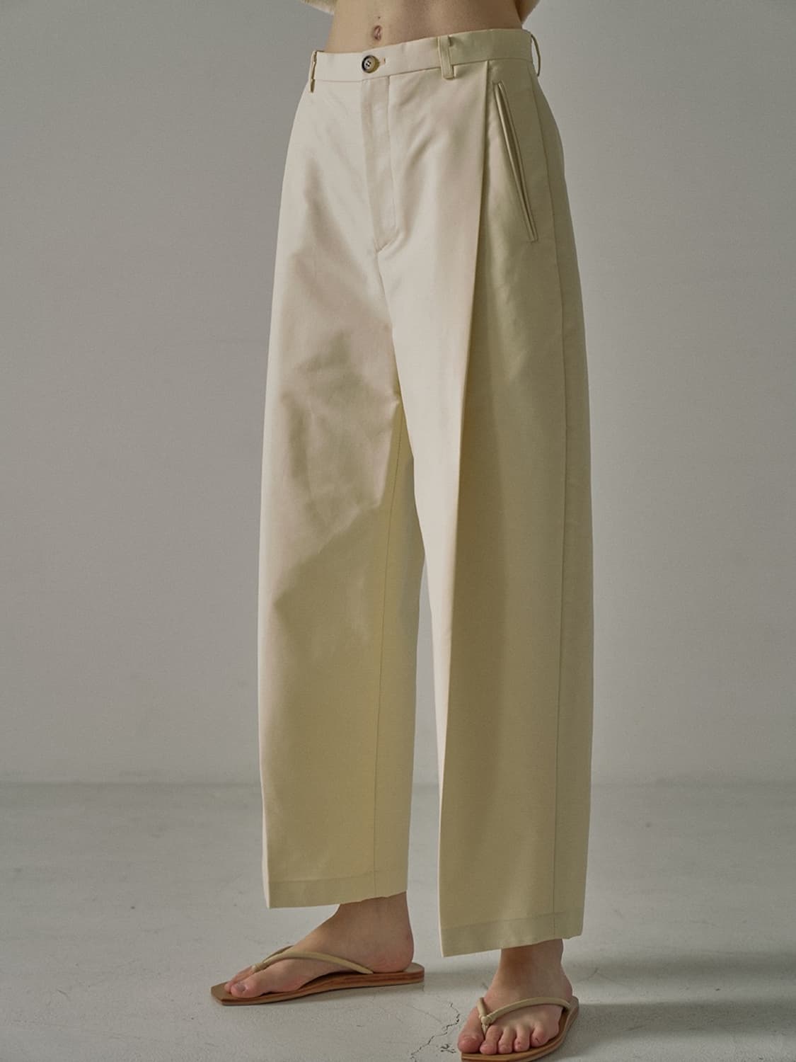 파사드패턴 라운드 코튼 팬츠 아이보리  상품이미지1