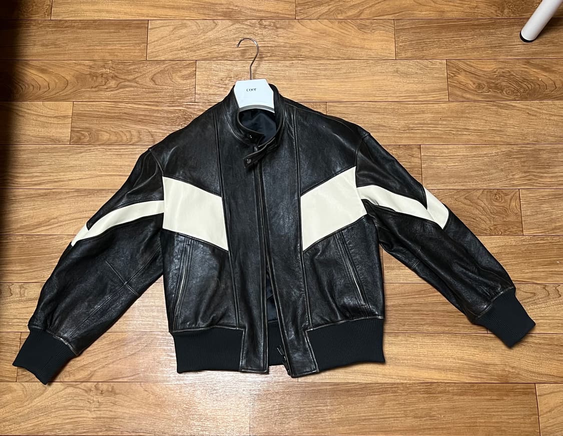 쿠어 디스트레스 레더 점퍼 다크브라운L 상품이미지2