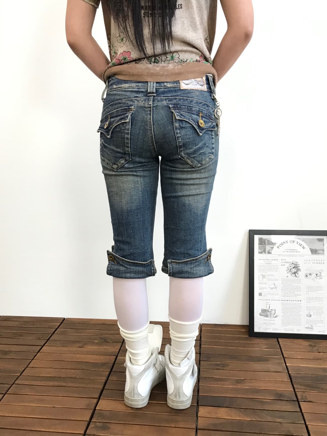 Cecil Mcbee Y2k Gyaru Denim Capri Pants 상품이미지1