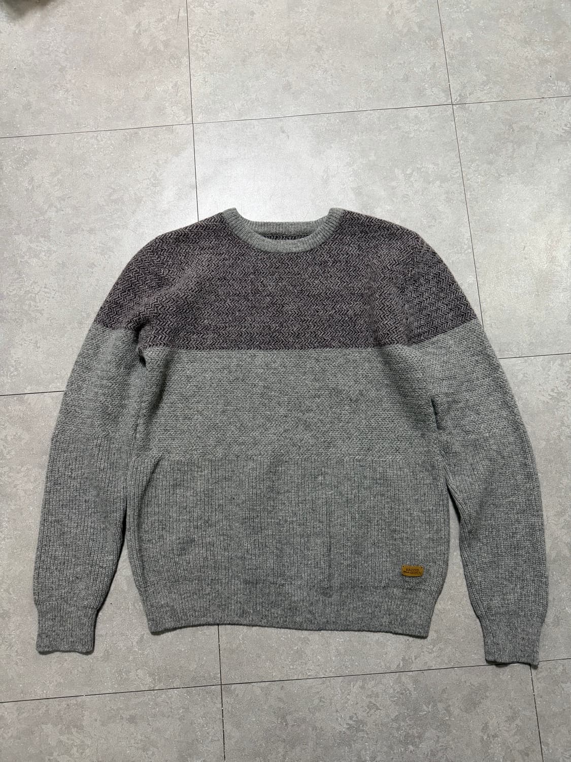 해지스 울 빈티지 헤링본 패턴 울 니트  95size   상품이미지1