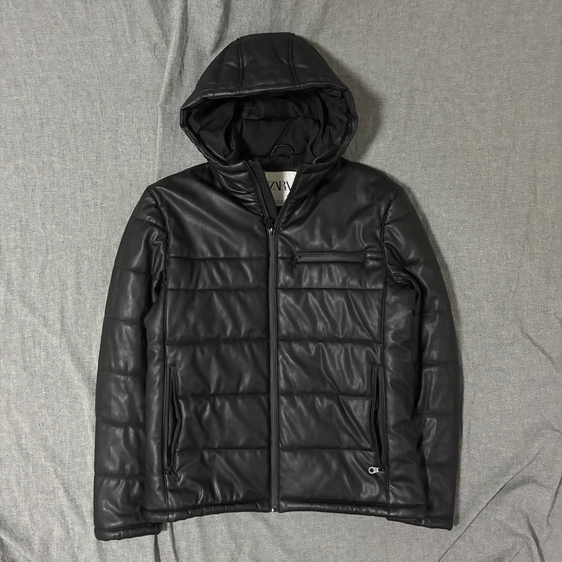 y2k 레더 후드 패딩 상품이미지6