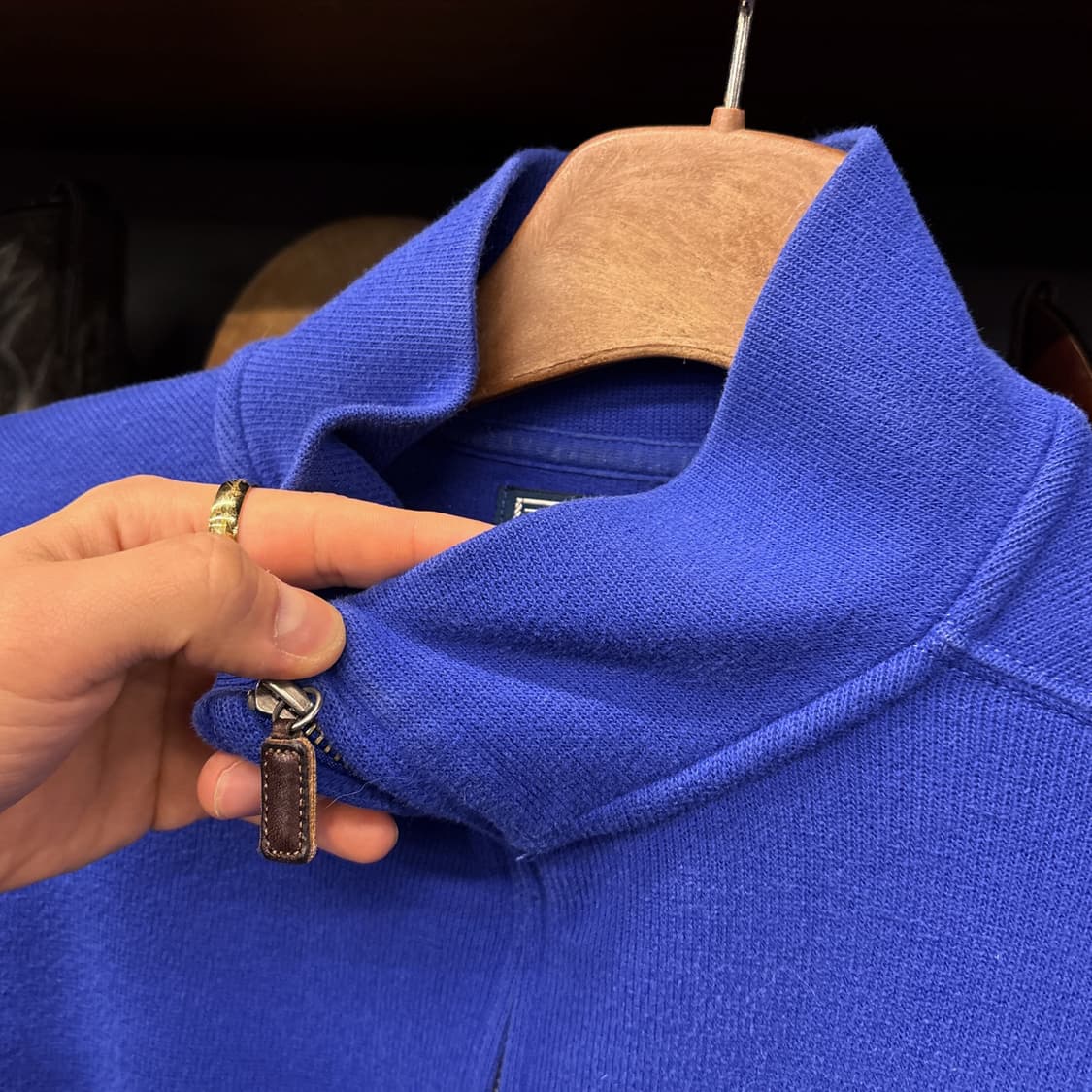 90s 폴로 랄프로렌 피마코튼 하프집업 니트 코발트블루 N922 상품이미지6