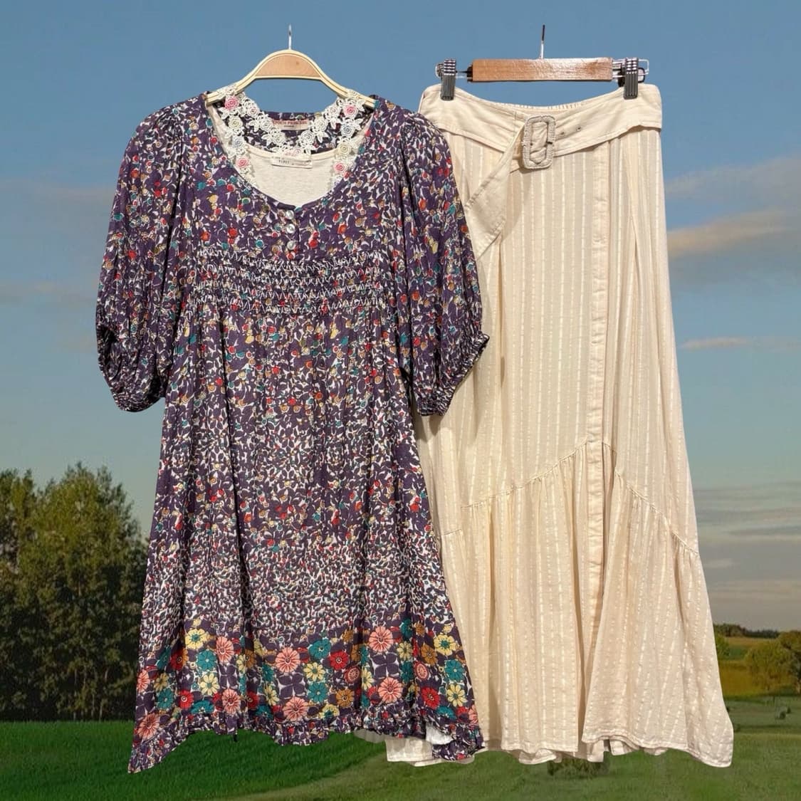 일본 빈티지 플라워 레이스 홀터넥 포인트 슬리브리스 나시 상품이미지3