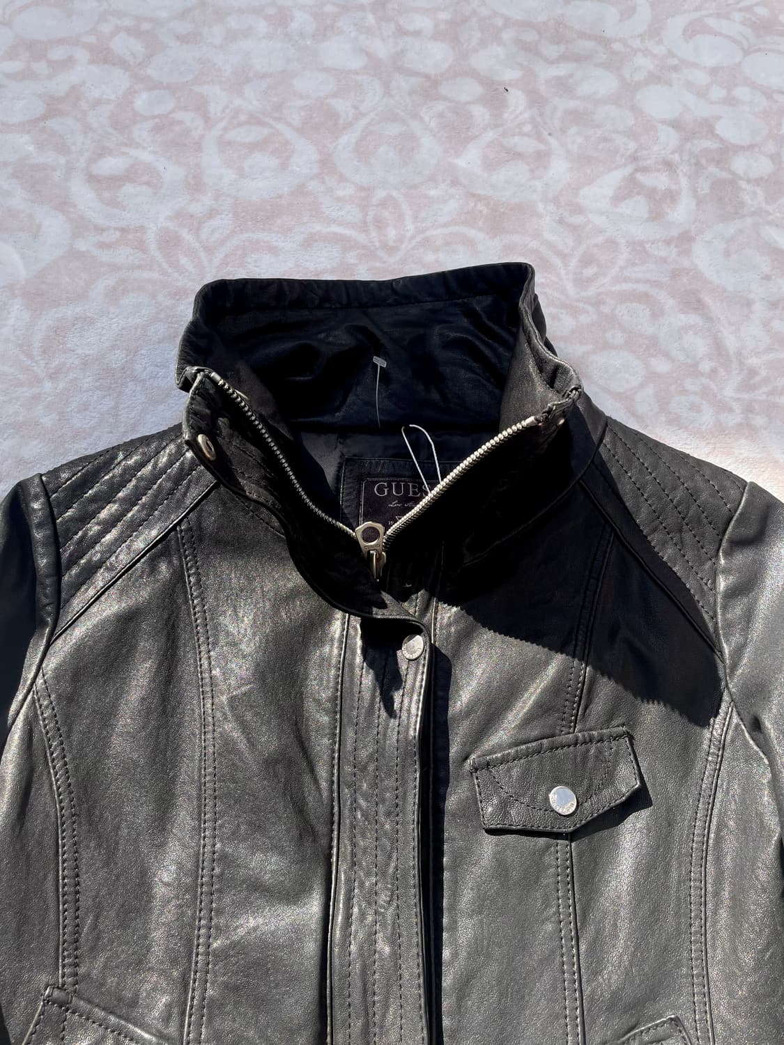 게스 y2k 블랙 라이더 레더자켓 상품이미지2