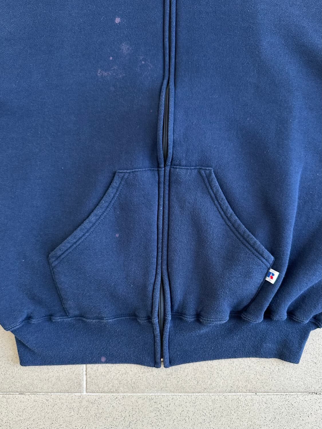 90s 빈티지 러셀 후드집업 네이비 XL 페인팅 상품이미지4