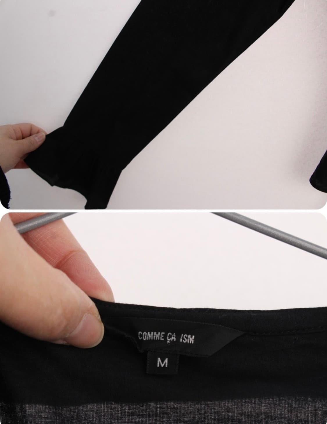 Comme ca ism 꼼사이즘 검정색 프릴 빈티지 블라우스 상품이미지3