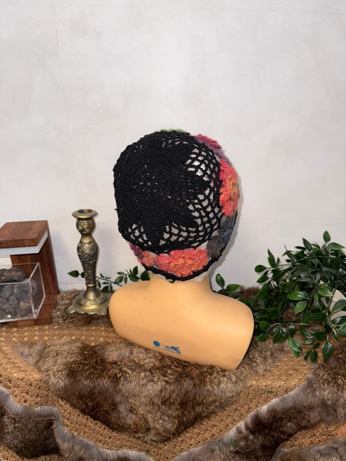 Black color mix flower crochet knit 비니 상품이미지3