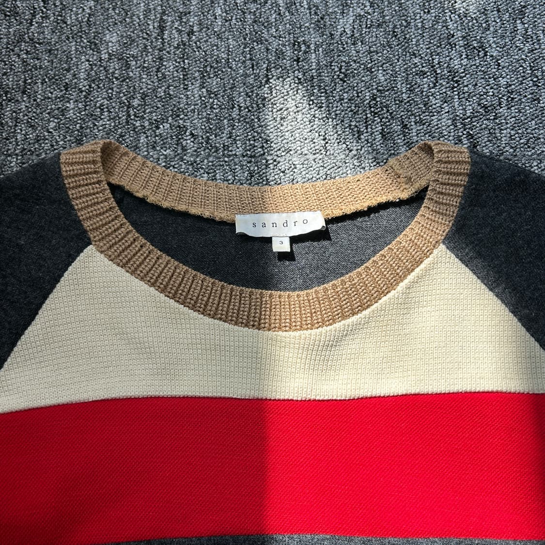 산드로 컬러블록 래글런 니트 스웨터 상품이미지5