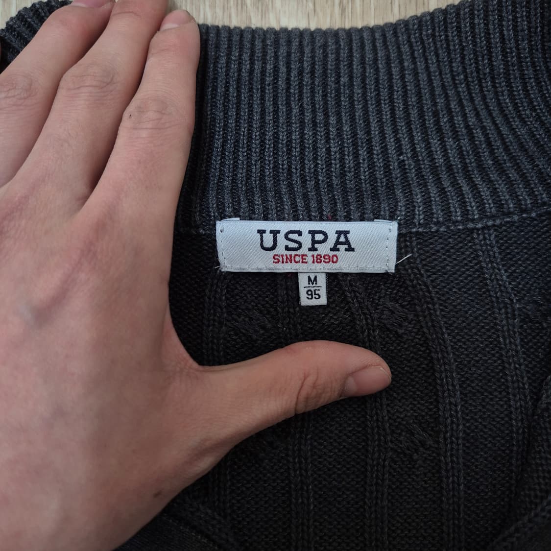 US 폴로 아센 스몰포니 꽈배기 반집업 니트 M(95) 상품이미지5