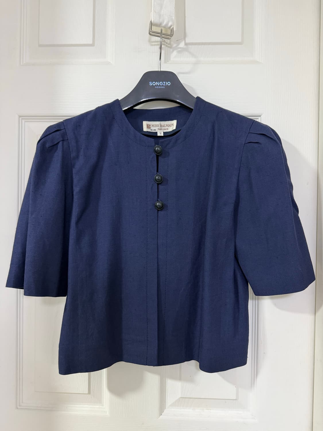 네이비 린넨 반팔 자켓 상품이미지1