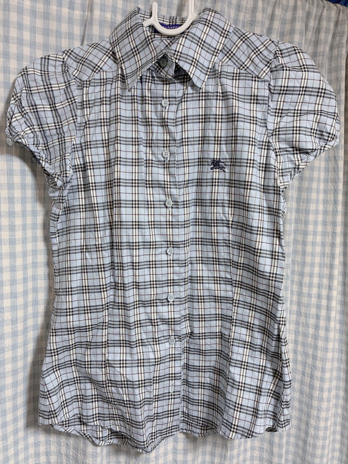 버버리 블루라벨 하늘색 반소매 블라우스 셔츠 상품이미지1