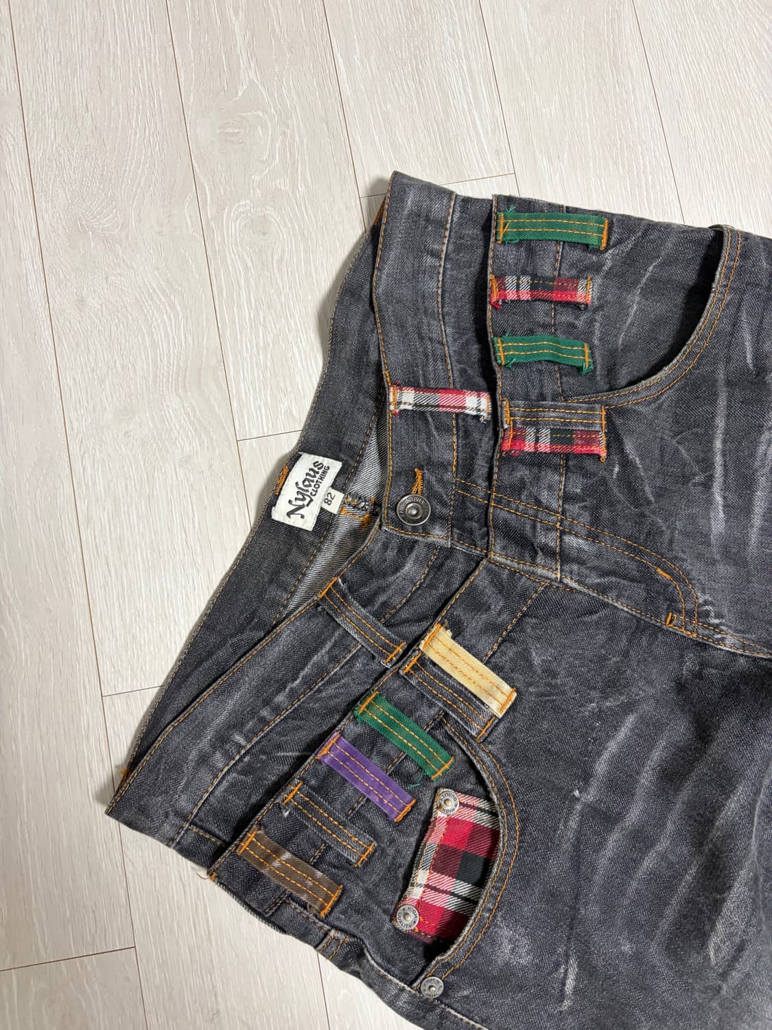 Nylaus 빈티지 더블 레어어드 워싱 데님 바지 상품이미지2