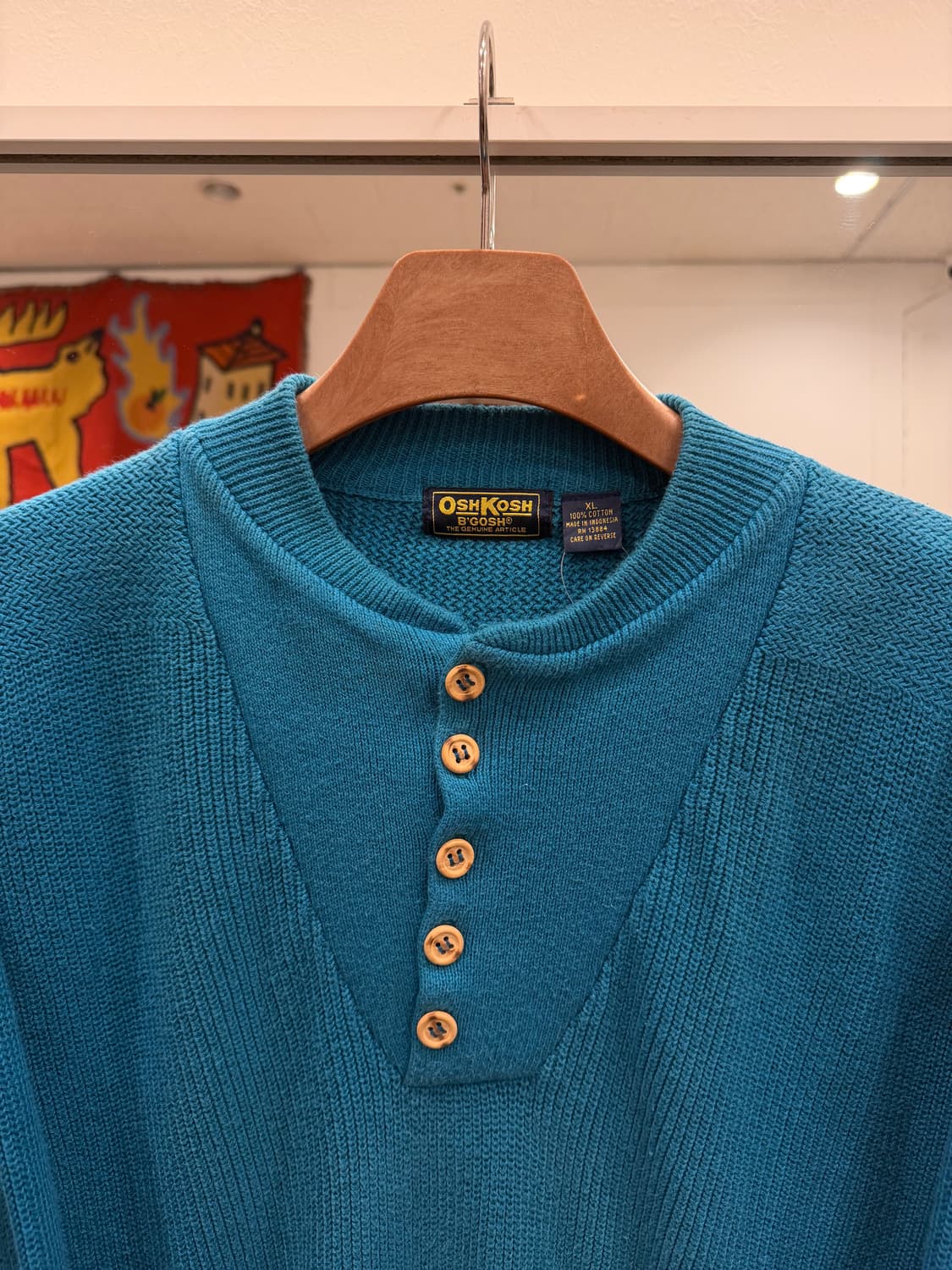 90s Oshkosh 오시코시 5버튼 코만도 헨리넥 니트 스웨터 상품이미지3