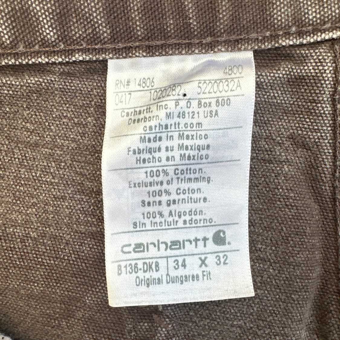 2017 칼하트 B136 DKB 브라운 더블니 카펜더 팬츠 상품이미지5