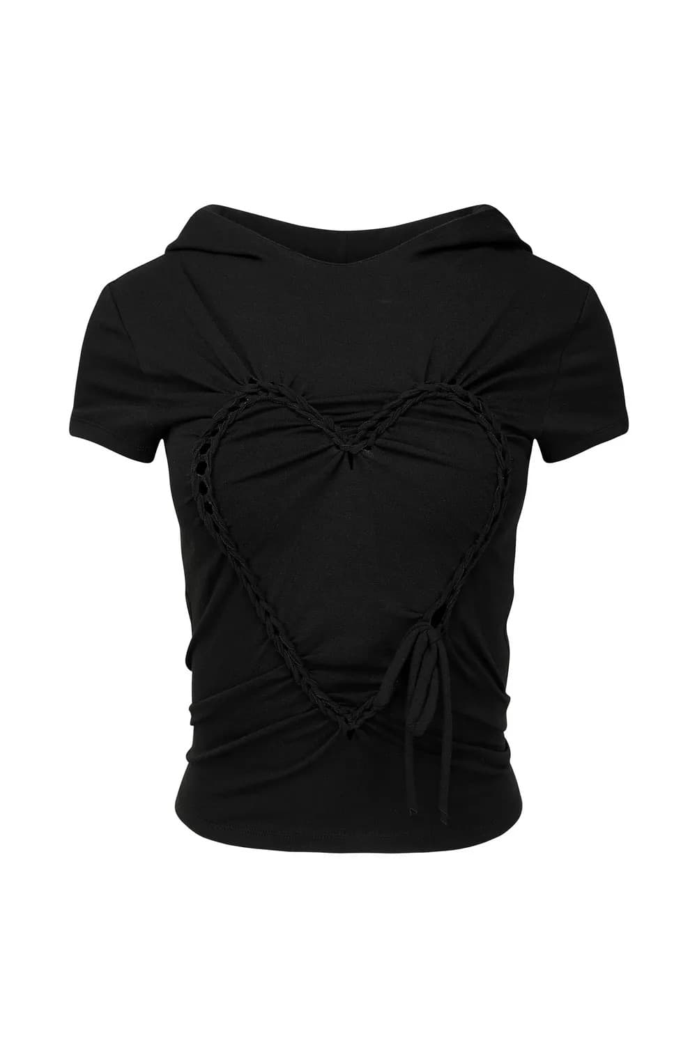 나체 하트 HEART BRAID HOODIE T-SHIRT BLACK 상품이미지1