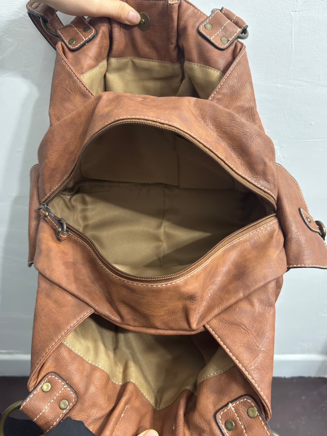 brown leather fringe pocketbag 상품이미지5