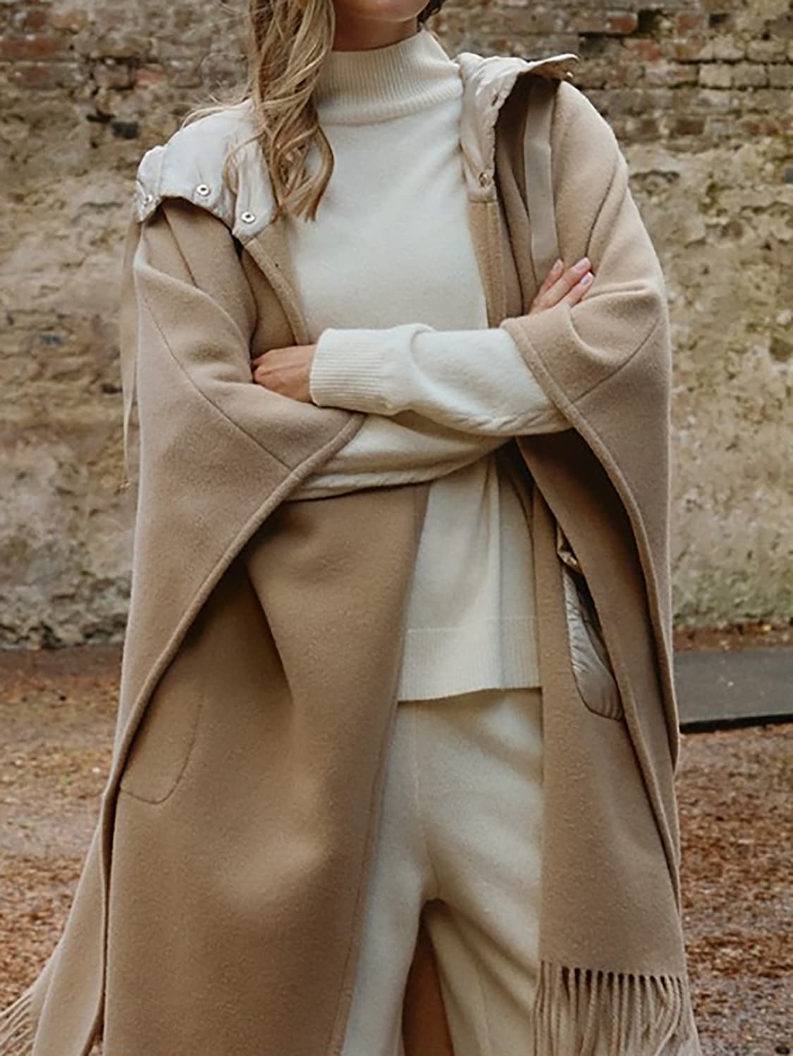 [F] 아쿠아스큐텀 25FW 이태리 메이드 울 케이프 판초 베이지  상품이미지7