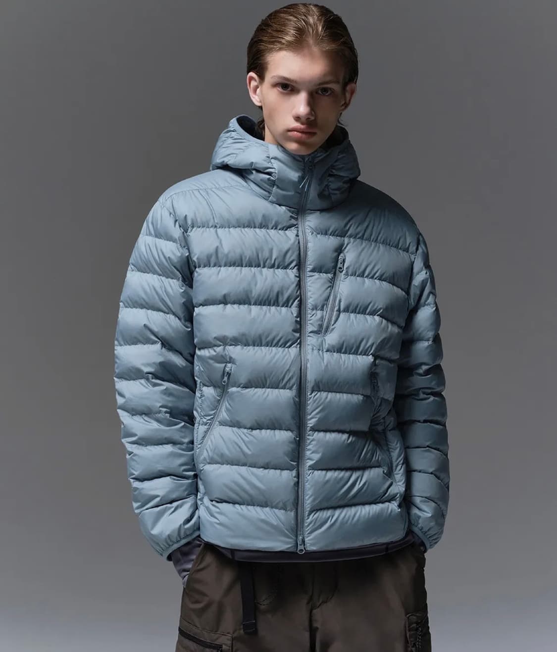 무신사스탠다드 시티 레저 후디드 라이트 다운 문 블루 2xl 새제품 상품이미지1