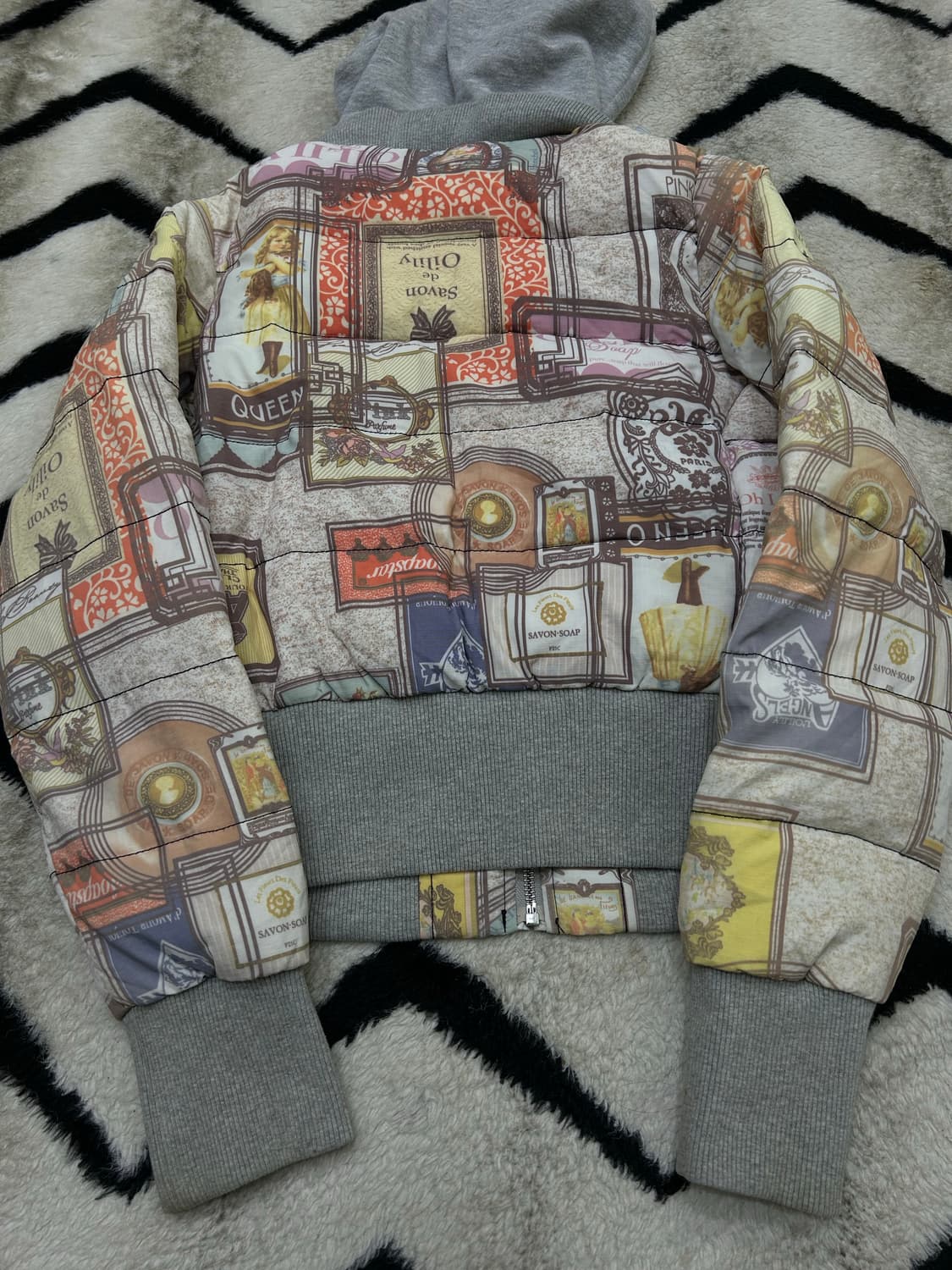 [36]오일릴리 후드 푸퍼 숏 패턴 패딩 상품이미지5