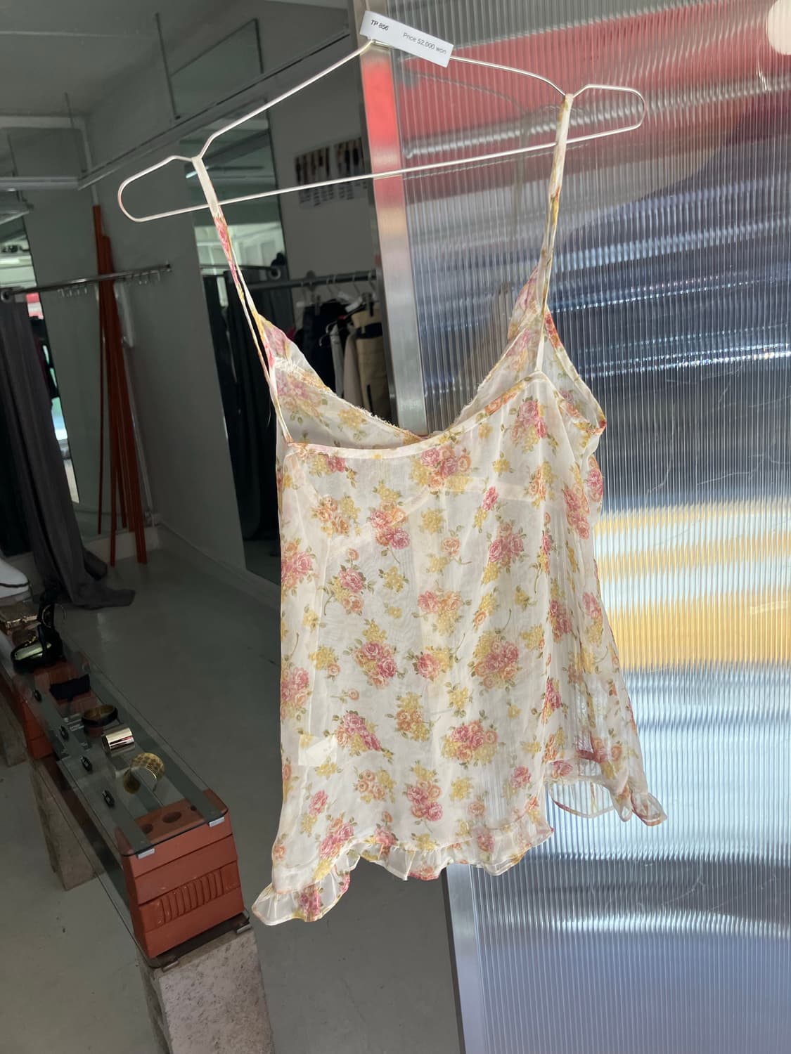 플라워 시스루 끈나시  상품이미지3