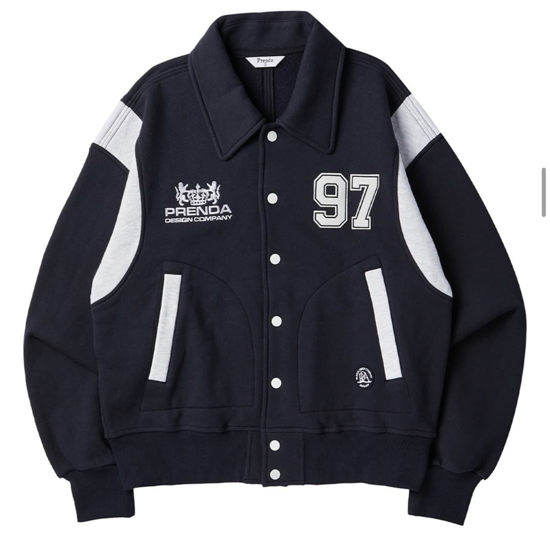 프렌다 스웨트 바시티자켓 네이비(no기모) 상품이미지1