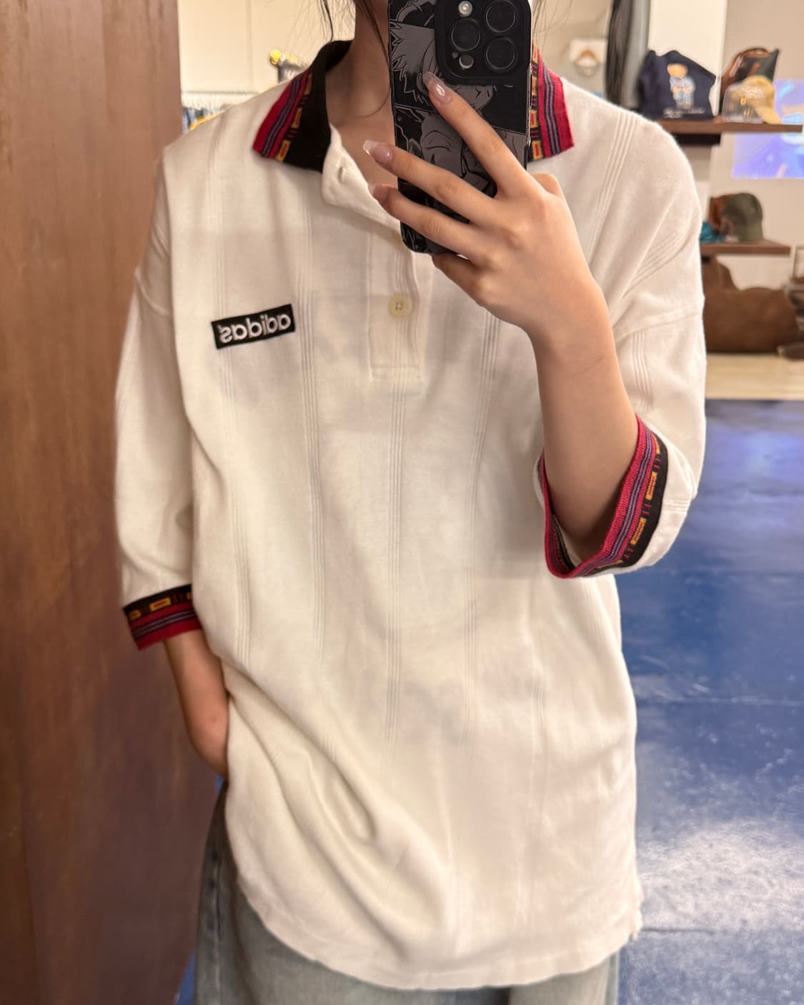1990s Adidas 아디다스 카라 반팔티  상품이미지1