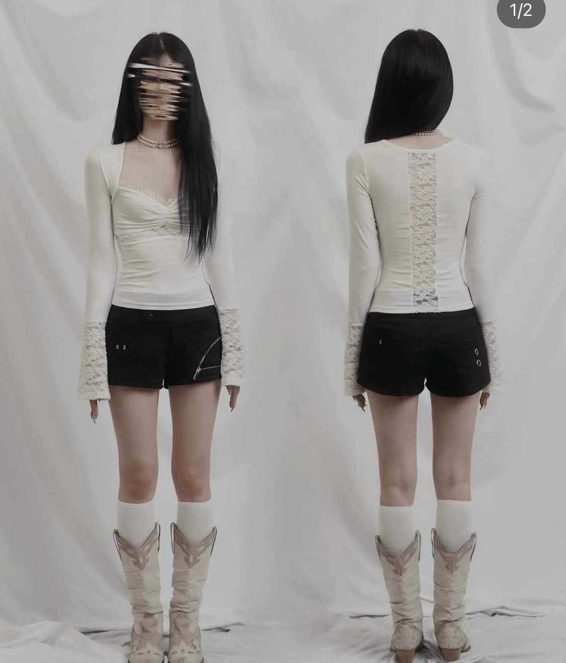 (구해요) 쇠아 레이스 고딕 레이어 탑  상품이미지1