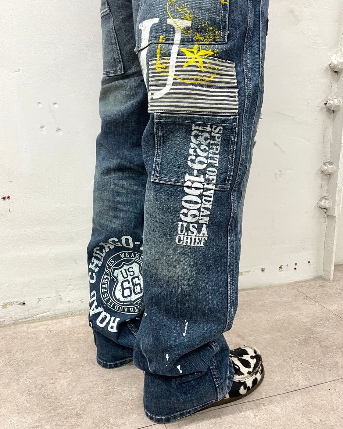 Patchwork Distressed Wappen Denim Pants 상품이미지10