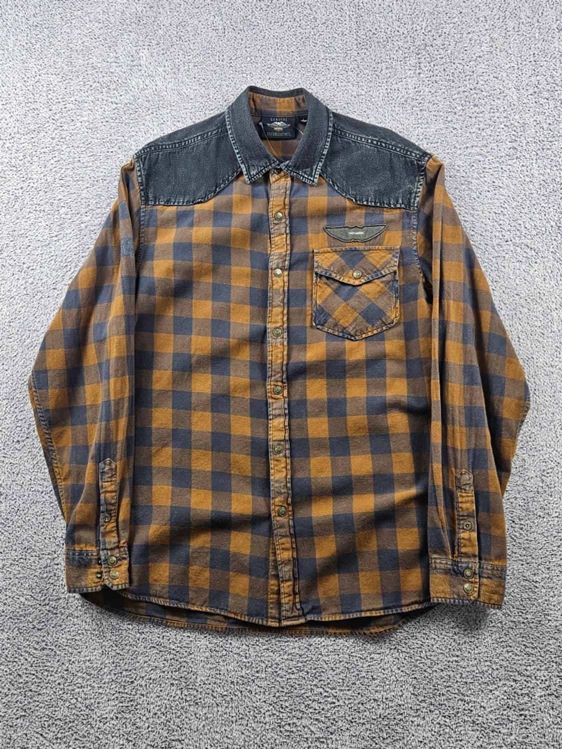 할리데이비슨 데님숄더 체크 포켓 바이커 셔츠 ( L ) / 9369 상품이미지2