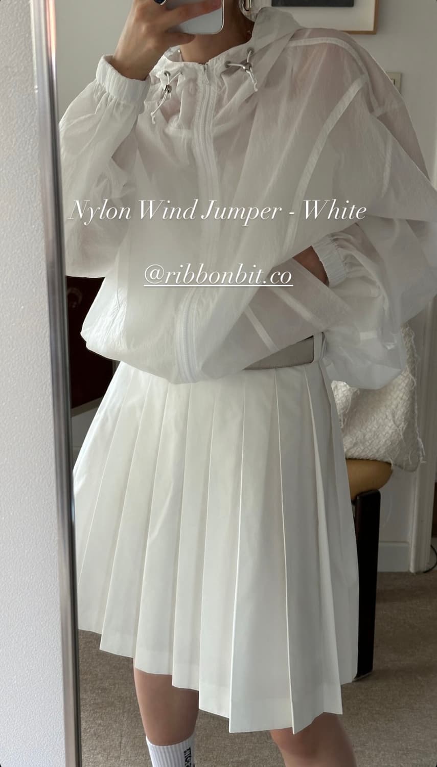 리본빛 Nylon Wind Jumper 윈드 점퍼 화이트 상품이미지6