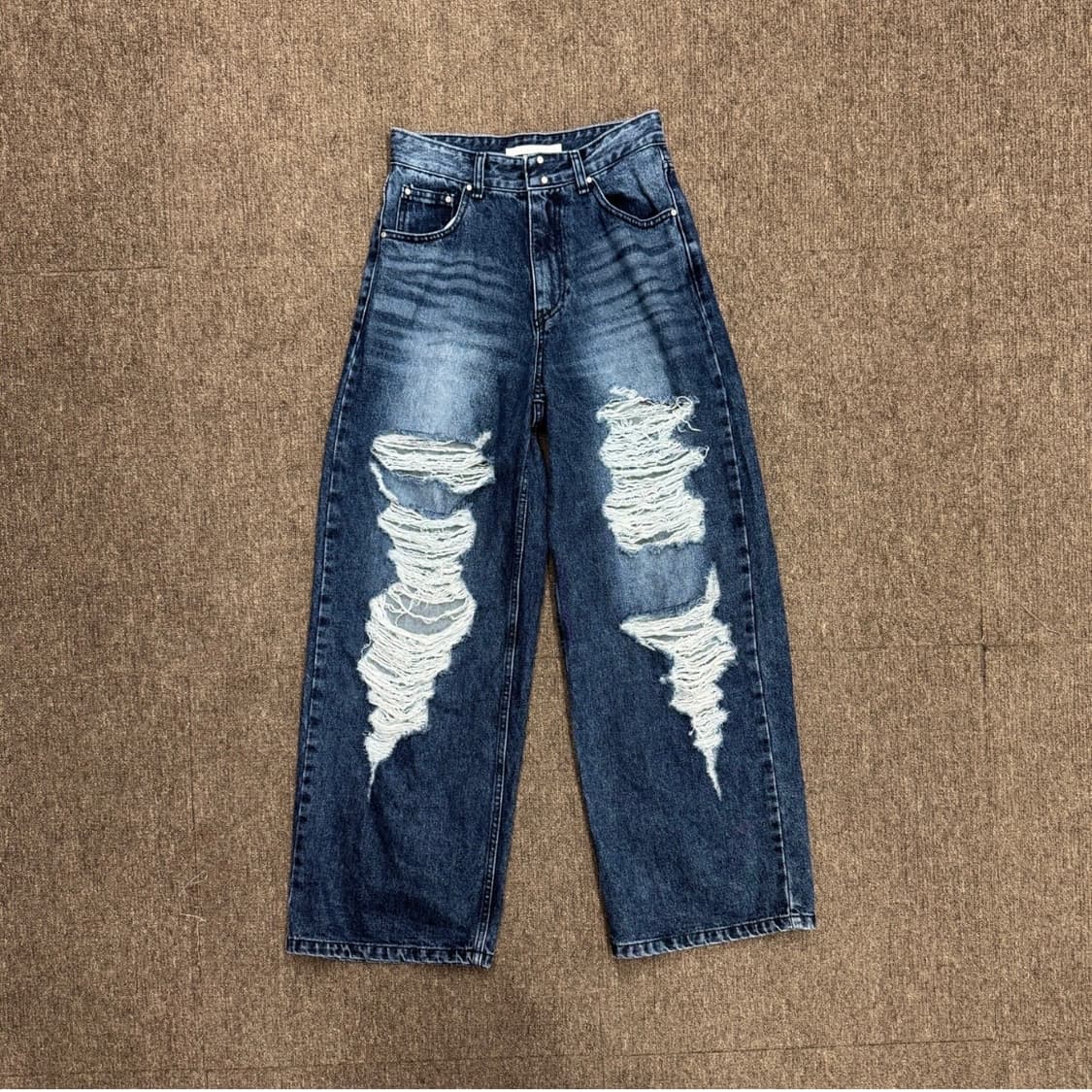 키르시 KIRSH 컬러 데미지 와이드 데님 상품이미지1