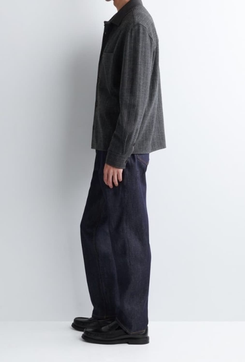 릴랙스드 핀스트라이프 울 블렌드 저지 셔츠 s 상품이미지2