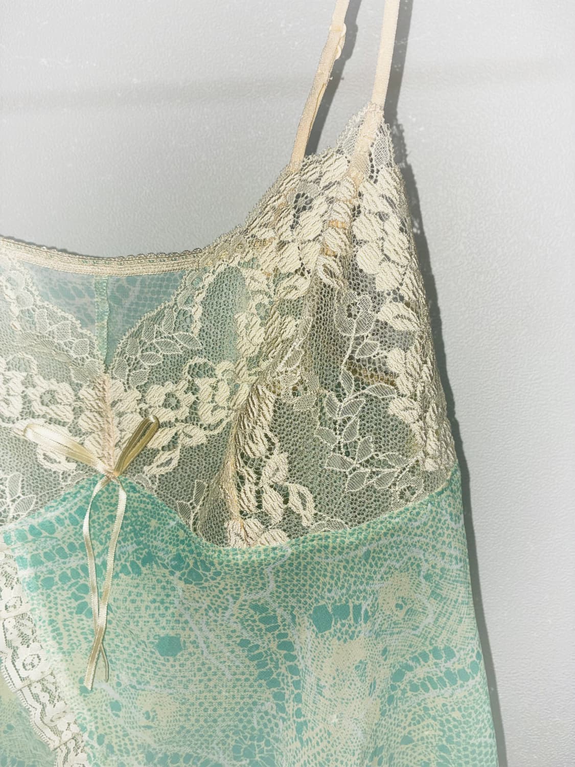 일본 빈티지 페어리 민트 레이스 슬립탑 상품이미지3
